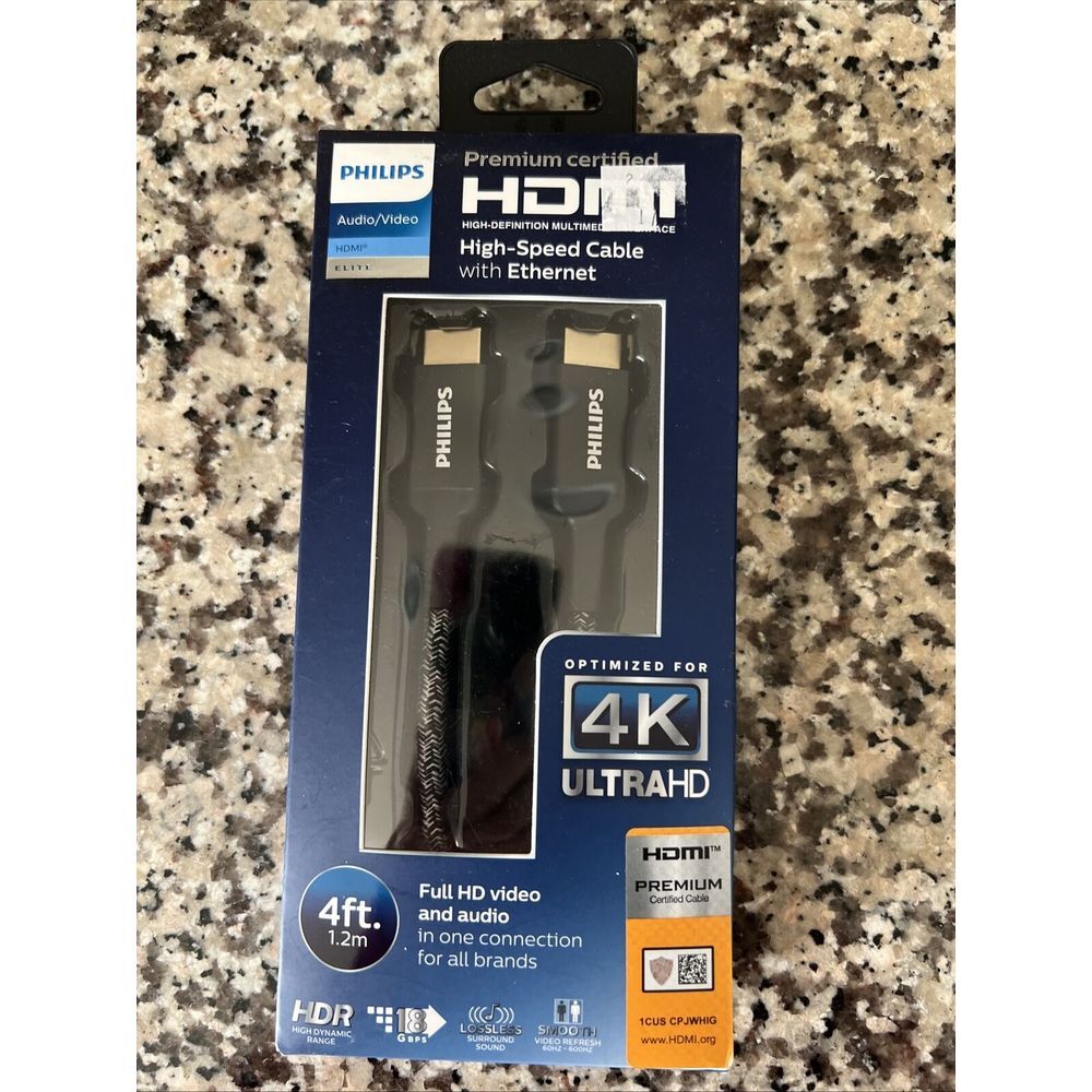 Philips HDMI High-Speed Cable With Ethernet,‎ Audio/Video, 4ft, SWV6120P/27